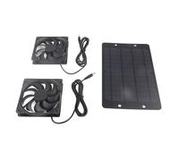 Tixiyu Kit de Ventilateur de Panneau Solaire, Extracteur D'air Efficace 10W pour Serres, Camping-car, Double Ventilateur de Panneau Solaire, Silicium Monocristallin Noir, 1 Ensemble