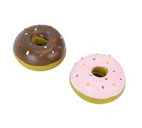 Tixiyu Lot de 2 jouets à mâcher en latex pour chien - En forme de donut - Avec son couineur - Pour se brosser les dents - Jeu interactif - Marron et rose
