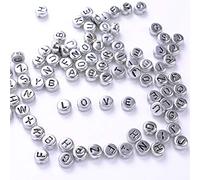 Tixiyu Perles de L'alphabet de Haute qualité, 100 Pièces, Rondes Durables en Acrylique, pour Bricolage, Artisanat, Matériel Acrylique, quantité 100 Pièces (Argent)