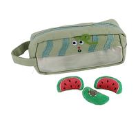 Tixiyu Pochette à Crayons Colorée avec Fenêtre Transparente, Matériau en Toile Durable pour Fournitures Scolaires (Vert)