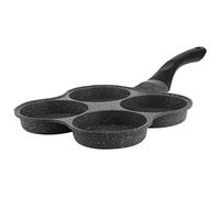 Tixiyu Poêle à Omelettes à Crêpes à 4 Trous en Aluminium Antiadhésif, Facile à Démouler, Ustensile de Cuisine pour œufs au Plat, 14,4x7,7x1,0 Pouces