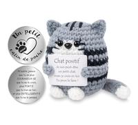 Tixlux Chat Positif, Cadeau Chat Optimiste Faite Main avec Petit Câlin Porte-Bonheur, Cadeau Remonter Le Moral, Bon Rétablissement, Cadeaux pour Femme Anniversaire Pâques