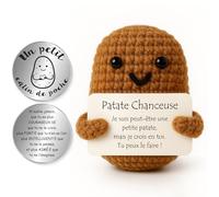 Tixlux Pomme de Terre Positive, Peluche Patate Optimiste Faite Main avec Petit Câlin Porte-Bonheur, Cadeau pour Remonter Moral, Bon Rétablissement, Cadeau pour la Rentrée Scolaire, Anniversaire (Kaki)