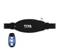 TIYA Ceinture de course à pied pour téléphone portable, homme et femme, avec lumière LED à clipser, sangle réglable (70-105 cm), grande pochette pour smartphone, 3 poches pour sac banane (noir), Noir