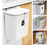 Tiyafuro Poubelle à compost de cuisine de 8 litres pour comptoir ou sous évier, petite poubelle à suspendre avec couvercle pour placard/salle de bain/chambre/bureau/camping Seau à compost d'intérieur