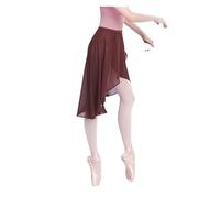 TIYGHI Jupe Portefeuille de Ballet Ballet Skirt Dance Skirt Women Long Wrap Chiffon Dance Skirt Ballet Skate Skirt Adjustable Buckles Ballerina (Color : Brown, Size : M Height 150-175cm)