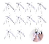 tiyiyok 10 Pièces Noeud Voiture Mariage, Decoration Voiture Mariage, Nœud Ruban Mariage Voiture Blanc Dentelle en Forme De Cœur Arc,Mariages Kit,pour Married Voitures,Party Deco Etc (13 x 25 CM)