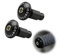 tiyiyok 2 Pcs Embouts de Guidon de Moto, CNC Aluminium pour Universel 22mm 7/8" Guidon, Poignée Extrémités Coulissantes Bouchon, Protection et Style pour Course, VTT et Tout-Terrain, Noir