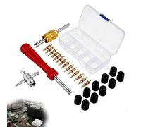 tiyiyok 33 Pièces Kit de Dépose de Valve de Pneu, Demonte Obus Valve, Comprend 20 valves, Une e Démontage de Valve, Un Outil Polyvalent à Quatre Fonctions Et 10 Bouchons de Valve
