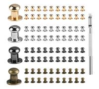 tiyiyok 80 Pièces Bouton de Col à Vis, 6mm Rivets pour Cuir, Rivets pour Cuir Decoratif, Includes Punch, Suitable For Bags, Wallets, Handicrafts, And Repairs, Light Gold, Silver, Black, Antique Copper