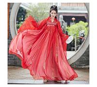 TIYRUS Hanfu Robe traditionnelle chinoise rose pour femme Costume de fée de danse Costume grande taille Cosplay Vêtements de princesse féminine (couleur : rouge, taille : S)