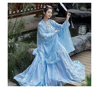 TIYRUS Hanfu Robe traditionnelle chinoise rose pour femme Costume de fée de danse grande taille Cosplay Vêtements de princesse féminine (couleur : bleu, taille : 2XL)