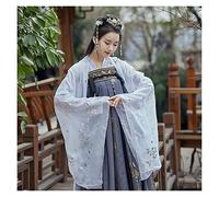 TIYRUS Hanfu Robe traditionnelle chinoise rose pour femme Costume de fée de danse Grande taille Cosplay Vêtements de princesse féminine (couleur : blanc et noir, taille : L)