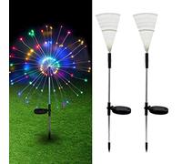 TIYUPA 2 Pièces Solaire Feu d'Artifice Lumières Extérieur, 120 Led Lampes De Jardin Solaires Imperméable Fil De Cuivre, 8 Modes d’Éclairage Feu d’Artifice Lampe Pour Patio Arrière-Cour Chemin Festif