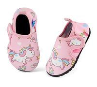 TIZAX Chaussures Aquatiques Enfant Chaussures Antidérapant d'eau Enfant Filles Chaussons Séchage Rapide pour Plage Piscine Natation Licornes Roses 150 23/24