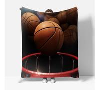 Tizhweqo Couverture Polaire 200x230 Basket-Ball 3D Plaid Couverture Polaire Basket-Ball Plaid Doux et Chaud Flanelle en Microfibre Couvertures et Plaids pour Lit Jeté de Canapé 4129t