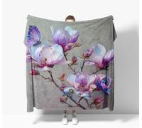 Tizhweqo Couverture Polaire 70x150 Fleurs 3D Plaid Couverture Polaire Fond Gris Plaid Doux et Chaud Flanelle en Microfibre Couvertures et Plaids pour Lit Jeté de Canapé, Toutes Les Saisons 2467t