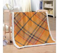 Tizhweqo Couverture Polaire 80x150 cm Grille Géométrique, Couverture en Sherpa Orange Throw Blanket, Couvertures Imprimées en 3D Plaid Polaire Chaud pour Canapé et Lit YGR1820