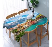 Tizhweqo Nappe Architecture Européenne Carrée, 3D Paysage Marin Nappe de Table Impermeable Polyester Nappes pour Jardin Cuisine Mariage, 150x150 cm Q.P84