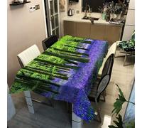 Tizhweqo Nappe Forêt Rectangulaire, 3D Fleurs Violettes Nappe de Table Impermeable Polyester Nappes pour Jardin Cuisine Mariage, 140x300 cm Q.P3139