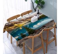 Tizhweqo Nappe Lac Carrée, 3D Scène de Nature Nappe de Table Impermeable Polyester Nappes pour Jardin Cuisine Mariage, 140x140 cm Q.P3143