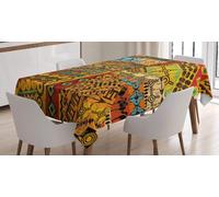 Tizhweqo Nappe Modèle Africain Anti Tache Rectangulaire, 3D Tribu Africaine Imprimé Nappe de Table Impermeable Polyester Nappes pour Noel Jardin Cuisine Mariage, 140x180 cm A/B2509