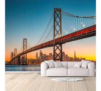 Tizhweqo Papier Peint Panoramique Pont du Golden Gate 250x175 cm (WxH) 3D Papier Peint Intissé New York Photo Poster Mural pour Chambre Salon Décoration Murale pour Adulte et Enfant 1659v