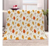 Tizhweqo Plaid Polaire Automne, 3D Plaid Couverture Polaire 70x150 cm Feuille D'érable Imprimée Flanelle Blanket Literie 1 Personne, Couvertures en Microfibre Doux et Chaude pour Canape Lit 4393p