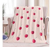 Tizhweqo Plaid Polaire Cerise, 3D Plaid Couverture Polaire 150x200 cm Rose Imprimée Flanelle Blanket Literie 1 Personne, Couvertures en Microfibre Doux et Chaude pour Canape Lit 2219p