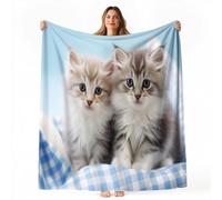 Tizhweqo Plaid Polaire Chat, 3D Plaid Couverture Polaire 130x170 cm Chat Mignon Imprimée Flanelle Blanket Literie 1 Personne, Couvertures en Microfibre Doux et Chaude pour Canape Lit 5944p