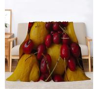 Tizhweqo Plaid Polaire Citron, 3D Plaid Couverture Polaire 130x170 cm Cerise Imprimée Flanelle Blanket Literie 1 Personne, Couvertures en Microfibre Doux et Chaude pour Canape Lit 5431p