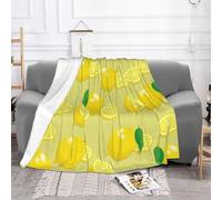 Tizhweqo Plaid Polaire Citron, 3D Plaid Couverture Polaire 180x220 cm Citron Imprimée Flanelle Blanket Literie 2 Personnes, Couvertures en Microfibre Doux et Chaude pour Canape Lit 5631p