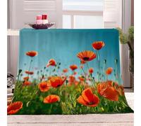 Tizhweqo Plaid Polaire Coquelicot, 3D Plaid Couverture Polaire 150x200 cm Fleurs Imprimée Flanelle Blanket Literie 1 Personne, Couvertures en Microfibre Doux et Chaude pour Canape Lit 500p