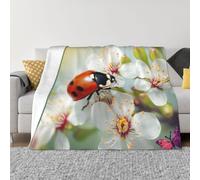 Tizhweqo Plaid Polaire Fleurs, 3D Plaid Couverture Polaire 130x150 cm Coccinelle Imprimée Flanelle Blanket Literie 1 Personne, Couvertures en Microfibre Doux et Chaude pour Canape Lit 552p