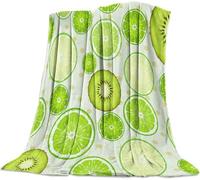 Tizhweqo Plaid Polaire Kiwi, 3D Plaid Couverture Polaire 200x230 cm Citron Imprimée Flanelle Blanket Literie 2 Personnes, Couvertures en Microfibre Doux et Chaude pour Canape Lit 5020p