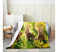 Tizhweqo Plaid Polaire Lapin, 3D Plaid Couverture Polaire 150x200 cm Animaux Imprimée Flanelle Blanket Literie 1 Personne, Couvertures en Microfibre Doux et Chaude pour Canape Lit 248p
