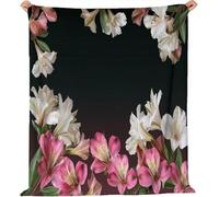 Tizhweqo Plaid Polaire Lys, 3D Plaid Couverture Polaire 150x200 cm Fleurs Imprimée Flanelle Blanket Literie 1 Personne, Couvertures en Microfibre Doux et Chaude pour Canape Lit 4370p