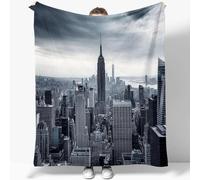 Tizhweqo Plaid Polaire New York, 3D Plaid Couverture Polaire 150x200 cm New York Imprimée Flanelle Blanket Literie 1 Personne, Couvertures en Microfibre Doux et Chaude pour Canape Lit 6629p
