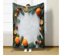 Tizhweqo Plaid Polaire Orange, 3D Plaid Couverture Polaire 130x150 cm Noël Imprimée Flanelle Blanket Literie 1 Personne, Couvertures en Microfibre Doux et Chaude pour Canape Lit 5043p