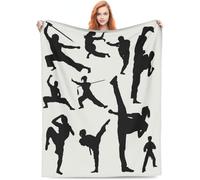 Tizhweqo Plaid Polaire Style Chinois, 3D Plaid Couverture Polaire 150x200 cm Arts Martiaux Imprimée Flanelle Blanket Literie 1 Personne, Couvertures en Microfibre Doux et Chaude pour Canape Lit 167p