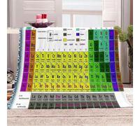 Tizhweqo Plaid Polaire Tableau Périodique des éléments, 3D Plaid Couverture Polaire 130x170 cm Sciences Imprimée Flanelle Blanket Literie 1 Personne, Couvertures en Microfibre pour Canape Lit 5440p