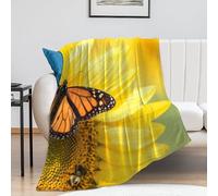Tizhweqo Plaid Polaire Tournesol, 3D Plaid Couverture Polaire 130x170 cm Papillon Imprimée Flanelle Blanket Literie 1 Personne, Couvertures en Microfibre Doux et Chaude pour Canape Lit 175p