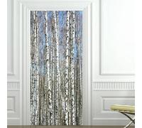 Tizhweqo Stickers Porte Trompe L'oeil Bouleaux Bouleaux Papier Peint Autocollant Pour Chambre Salon Décoration Stickers Muraux Sticker Porte 80x210 cm 7023a