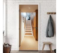 Tizhweqo Stickers Porte Trompe L'oeil Escaliers Escaliers Papier Peint Autocollant Pour Chambre Salon Décoration Stickers Muraux Sticker Porte 90x200 cm 7350a