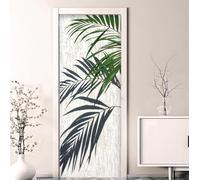Tizhweqo Stickers Porte Trompe L'oeil Feuilles de Palmier Palmiers Papier Peint Autocollant Porte Pour Chambre Salon Décoration Stickers Muraux Sticker Porte 85x215 cm b5368