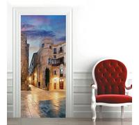 Tizhweqo Stickers Porte Trompe L'oeil Italie Italie Papier Peint Autocollant Pour Chambre Salon Décoration Stickers Muraux Sticker Porte 86x200 cm 7331a