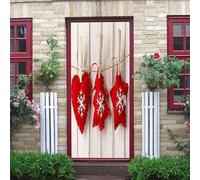 Tizhweqo Stickers Porte Trompe L'oeil Noël Noël Papier Peint Autocollant Pour Chambre Salon Décoration Stickers Muraux Sticker Porte 86x200 cm 7439a