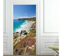 Tizhweqo Stickers Porte Trompe L'oeil Paysage Marin Paysage Marin Papier Peint Autocollant Pour Chambre Salon Décoration Stickers Muraux Sticker Porte 80x200 cm 7337a