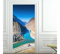 Tizhweqo Stickers Porte Trompe L'oeil Paysage Paysage Papier Peint Autocollant Pour Chambre Salon Décoration Stickers Muraux Sticker Porte 90x210 cm 6793a