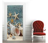 Tizhweqo Stickers Porte Trompe L'oeil Plage de Sable Plage de Sable Papier Peint Autocollant Pour Chambre Salon Décoration Stickers Muraux Sticker Porte 80x210 cm 6879a